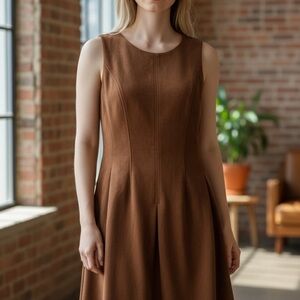 Roz & Ali Sleeveless Brown Midi Dress